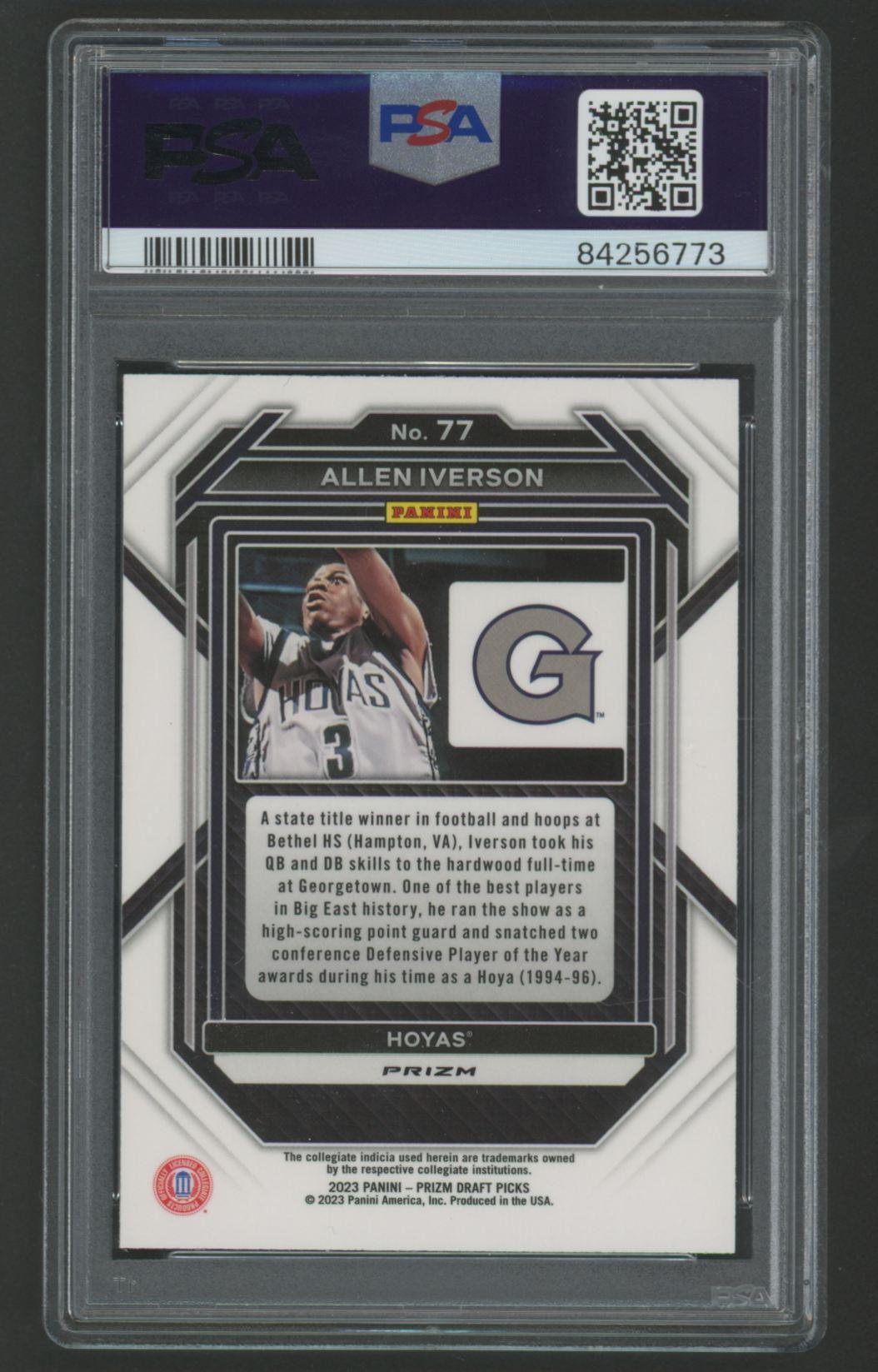 Allen Iverson 2023 Panini Prizm Draft Picks Silver #77 (PSA 10) at PristineAuction.com Allen Iverson 2023 Panini Prizm Draft Picks Silver #77 (PSA 10) at PristineAuction.com