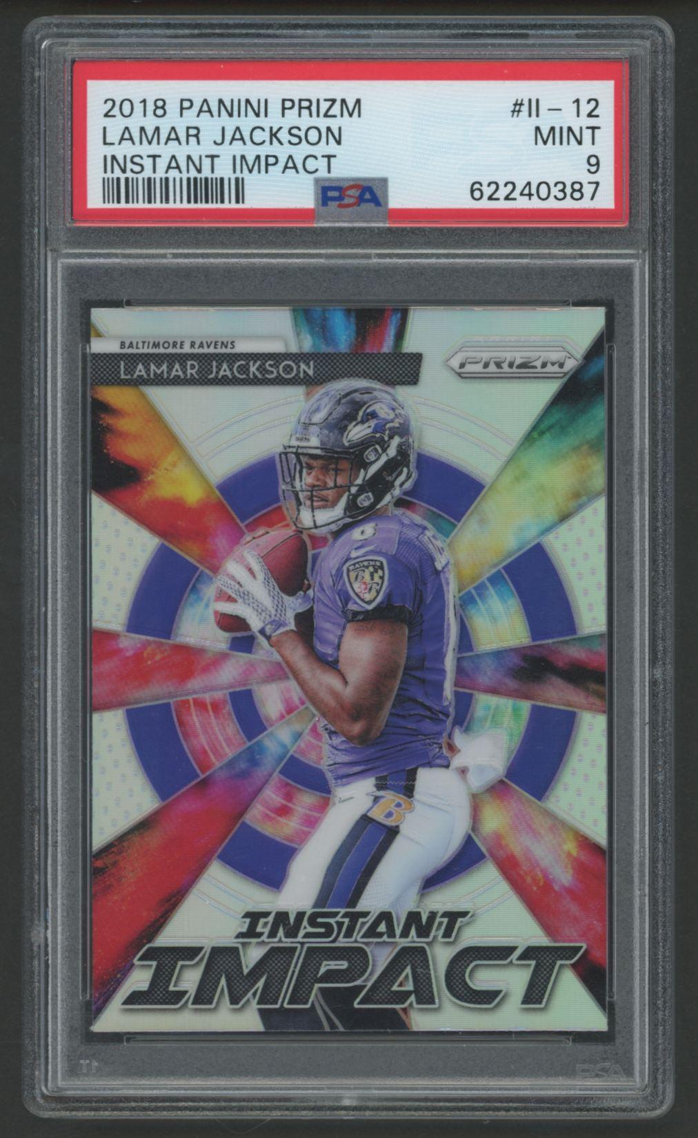 Lamar Jackson 2018 Panini Prizm Instant Impact #II12 (PSA 9) at PristineAuction.com Lamar Jackson 2018 Panini Prizm Instant Impact #II12 (PSA 9) at PristineAuction.com
