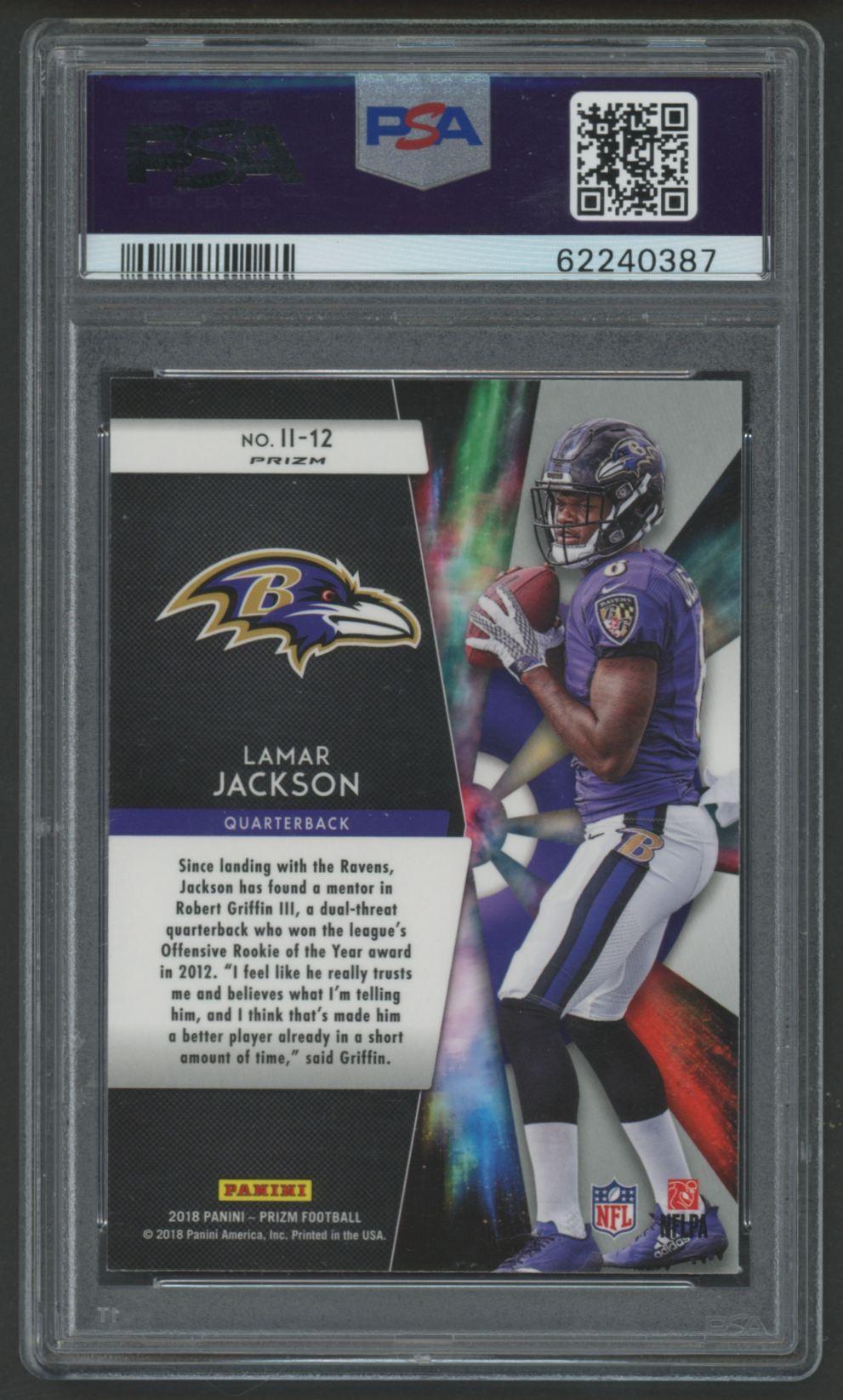 Lamar Jackson 2018 Panini Prizm Instant Impact #II12 (PSA 9) at PristineAuction.com Lamar Jackson 2018 Panini Prizm Instant Impact #II12 (PSA 9) at PristineAuction.com