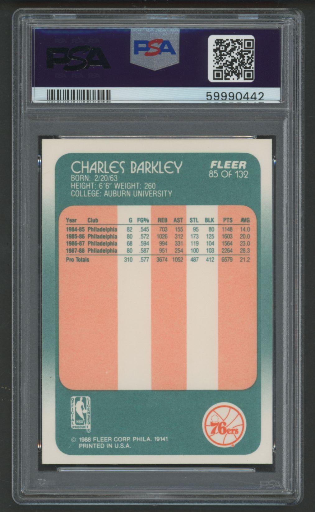 Charles Barkley 1988 Fleer #85 (PSA 9) at PristineAuction.com Charles Barkley 1988 Fleer #85 (PSA 9) at PristineAuction.com