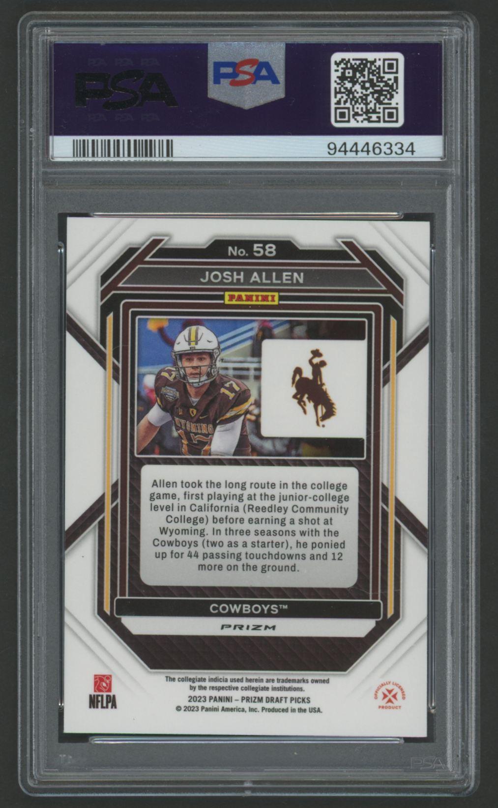 Josh Allen 2023 Panini Prizm Draft Picks Silver Prizm #58 (PSA 10) at PristineAuction.com Josh Allen 2023 Panini Prizm Draft Picks Silver Prizm #58 (PSA 10) at PristineAuction.com