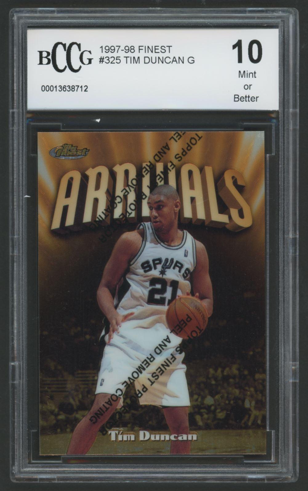 Tim Duncan 1997-98 Finest #325 (BCCG 10) at PristineAuction.com Tim Duncan 1997-98 Finest #325 (BCCG 10) at PristineAuction.com