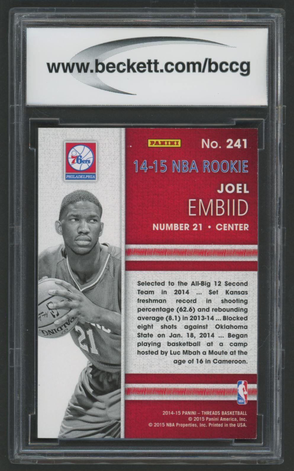 Joel Embiid 2014-15 Panini Threads Leather #241 (BCCG 9) at PristineAuction.com Joel Embiid 2014-15 Panini Threads Leather #241 (BCCG 9) at PristineAuction.com