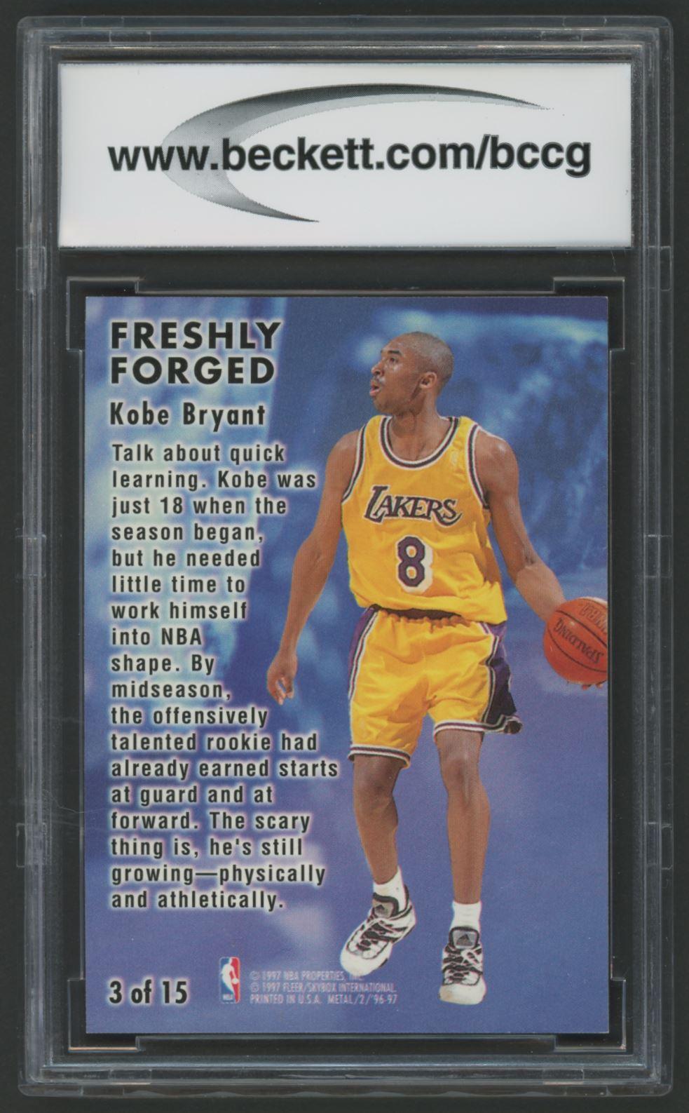 Kobe Bryant 1996-97 Metal Freshly Forged #3 (BCCG 9) at PristineAuction.com Kobe Bryant 1996-97 Metal Freshly Forged #3 (BCCG 9) at PristineAuction.com