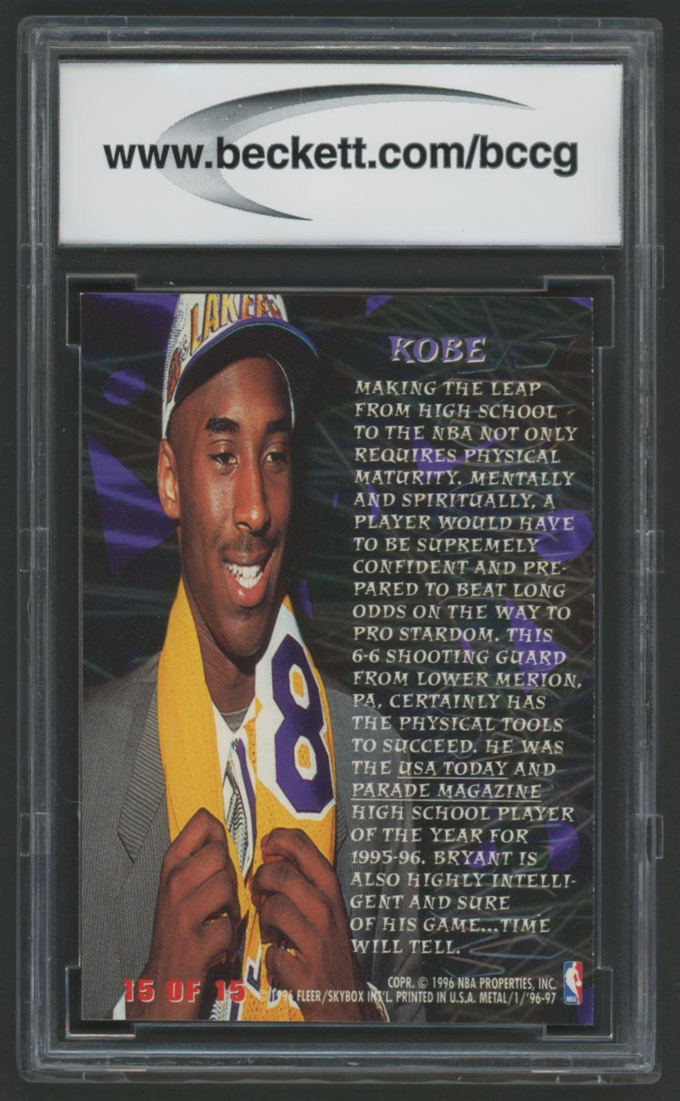 Kobe Bryant 1996-97 Metal Metal Edge #15 (BCCG 9) at PristineAuction.com Kobe Bryant 1996-97 Metal Metal Edge #15 (BCCG 9) at PristineAuction.com