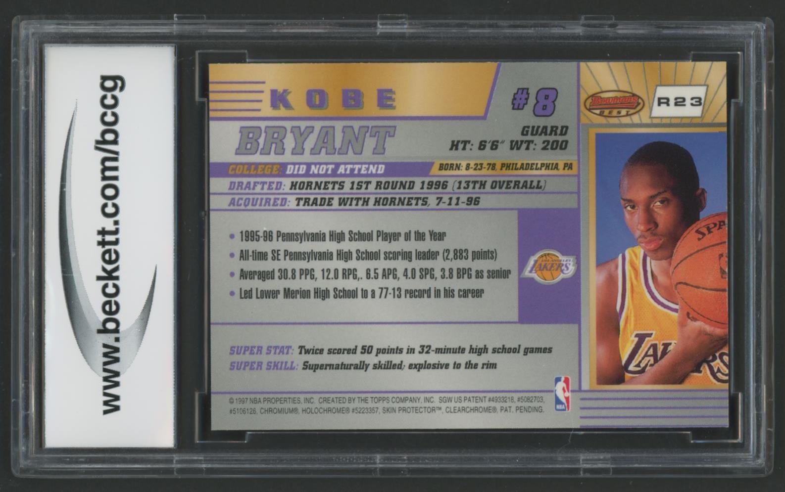 Kobe Bryant 1996-97 Bowman's Best #R23 RC (BCCG 8) at PristineAuction.com Kobe Bryant 1996-97 Bowman's Best #R23 RC (BCCG 8) at PristineAuction.com