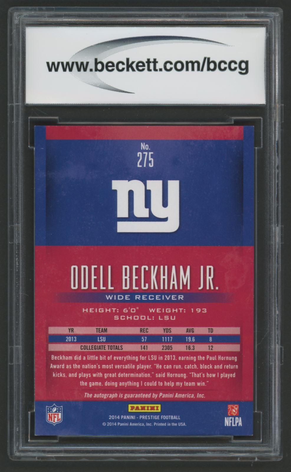 Odell Beckham Jr. 2014 Prestige Extra Points Red Autographs #275 (BCCG 10) at PristineAuction.com Odell Beckham Jr. 2014 Prestige Extra Points Red Autographs #275 (BCCG 10) at PristineAuction.com