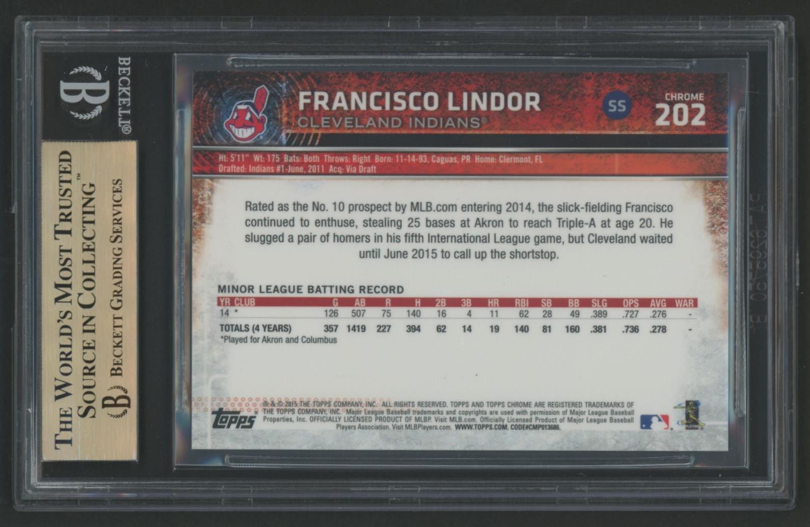 Francisco Lindor 2015 Topps Chrome SP #202 RC (BGS 9.5) at PristineAuction.com Francisco Lindor 2015 Topps Chrome SP #202 RC (BGS 9.5) at PristineAuction.com