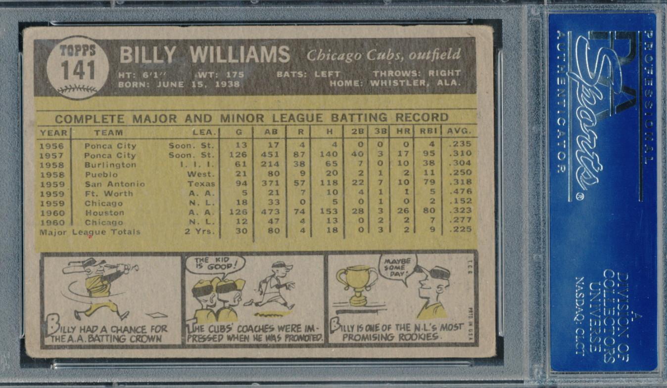 Billy Williams Signed 1961 Topps #141 RC (PSA) at PristineAuction.com Billy Williams Signed 1961 Topps #141 RC (PSA) at PristineAuction.com