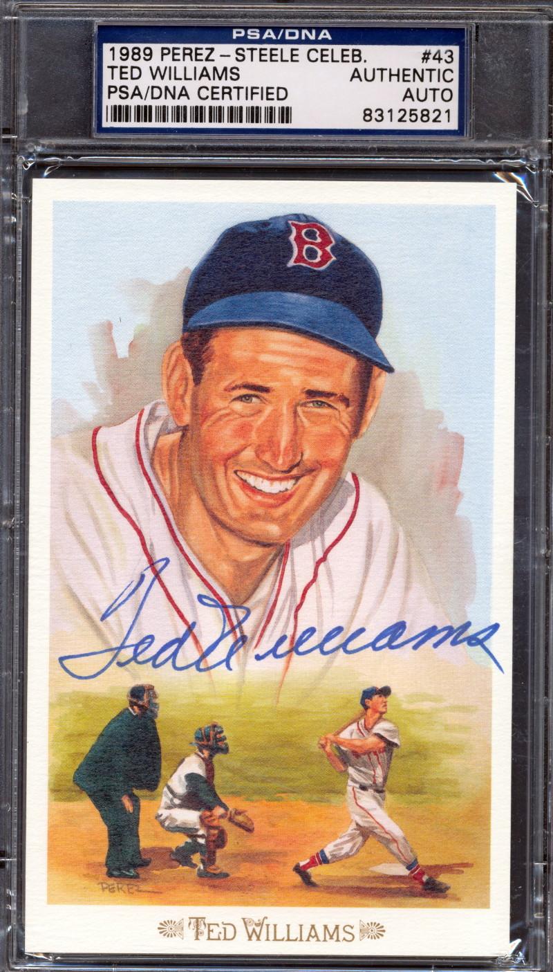 Ted Williams Signed 1989 Perez-Steele #43 Postcard (PSA) at PristineAuction.com Ted Williams Signed 1989 Perez-Steele #43 Postcard (PSA) at PristineAuction.com