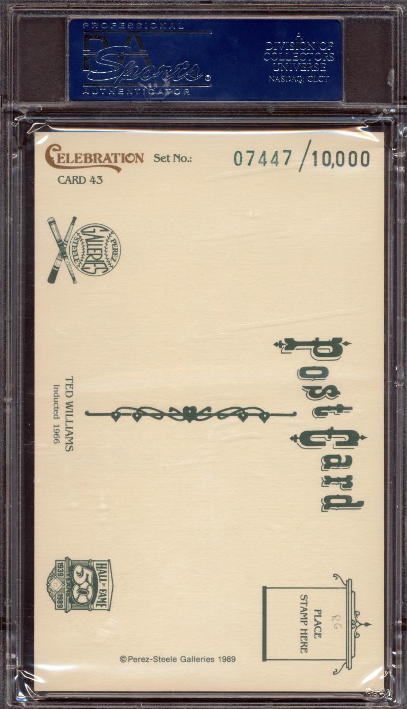 Ted Williams Signed 1989 Perez-Steele #43 Postcard (PSA) at PristineAuction.com Ted Williams Signed 1989 Perez-Steele #43 Postcard (PSA) at PristineAuction.com