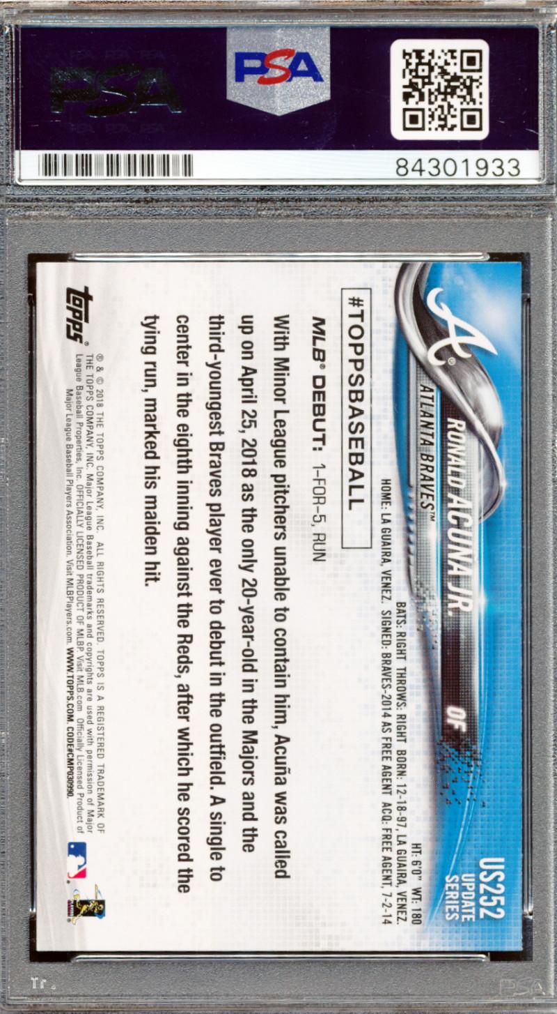 Ronald Acuna Jr. Signed 2018 Topps Update #US252 RD (PSA | Autograph Graded 10) at PristineAuction.com Ronald Acuna Jr. Signed 2018 Topps Update #US252 RD (PSA | Autograph Graded 10) at PristineAuction.com