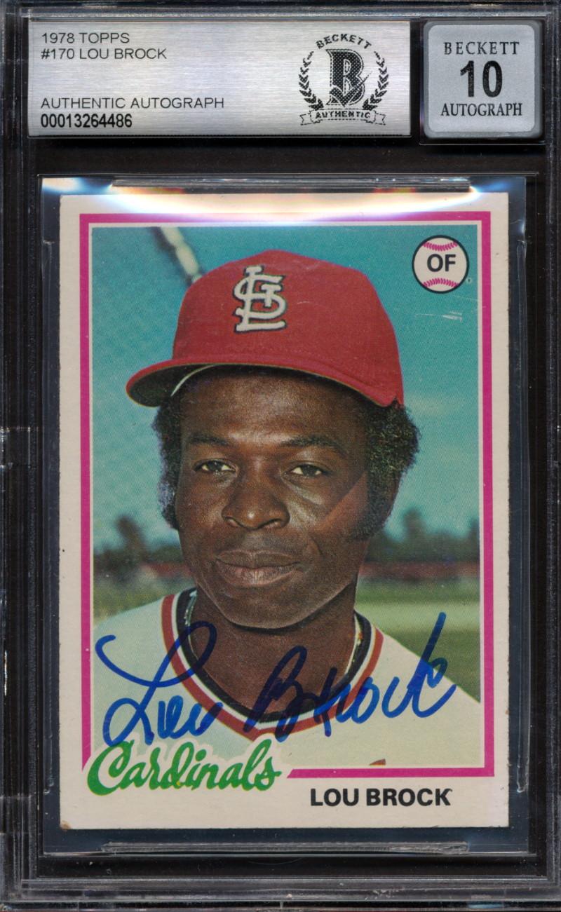 Lou Brock Signed 1978 Topps #170 (BGS | Autograph Graded 10) at PristineAuction.com Lou Brock Signed 1978 Topps #170 (BGS | Autograph Graded 10) at PristineAuction.com