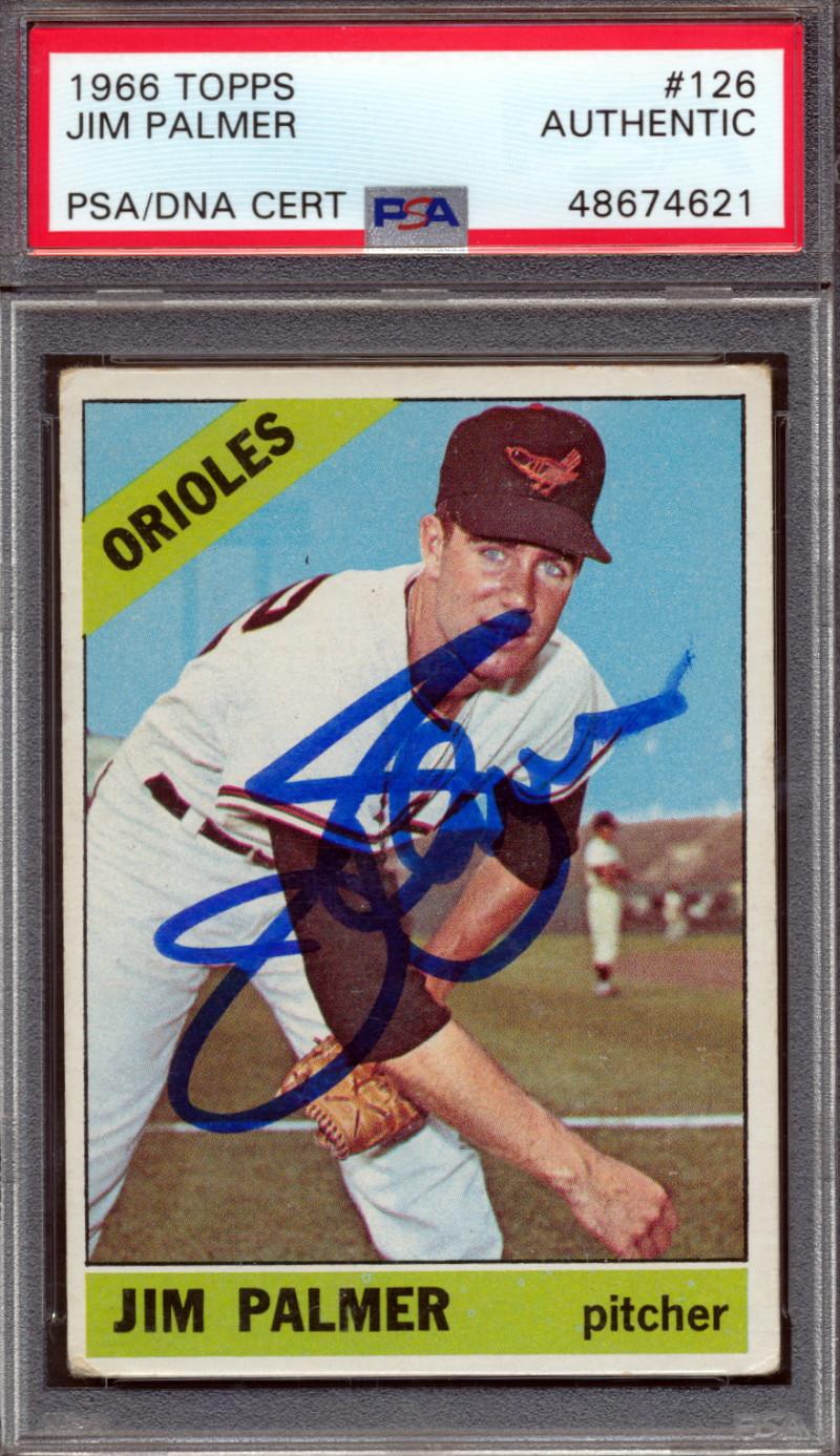 Jim Palmer Signed 1966 Topps #126 RC (PSA) at PristineAuction.com Jim Palmer Signed 1966 Topps #126 RC (PSA) at PristineAuction.com