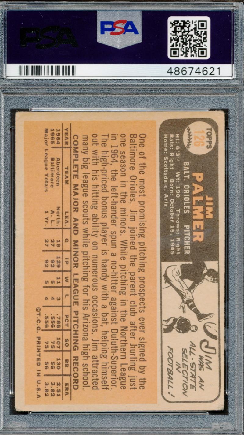 Jim Palmer Signed 1966 Topps #126 RC (PSA) at PristineAuction.com Jim Palmer Signed 1966 Topps #126 RC (PSA) at PristineAuction.com