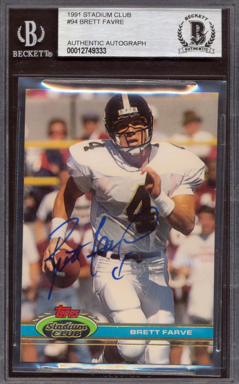 Brett Favre Signed 1991 Stadium Club #94 RC (BGS) at PristineAuction.com Brett Favre Signed 1991 Stadium Club #94 RC (BGS) at PristineAuction.com
