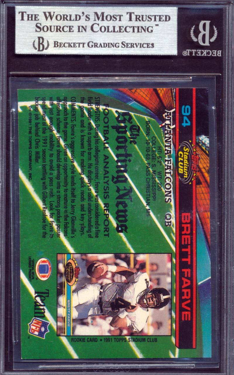 Brett Favre Signed 1991 Stadium Club #94 RC (BGS) at PristineAuction.com Brett Favre Signed 1991 Stadium Club #94 RC (BGS) at PristineAuction.com