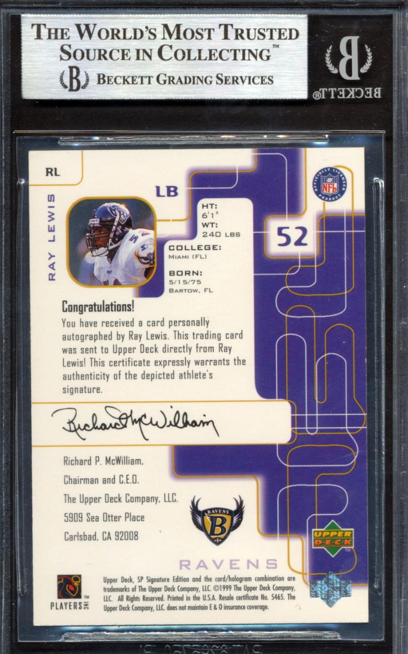 Ray Lewis 1999 SP Signature Autographs #RL (BGS) at PristineAuction.com Ray Lewis 1999 SP Signature Autographs #RL (BGS) at PristineAuction.com