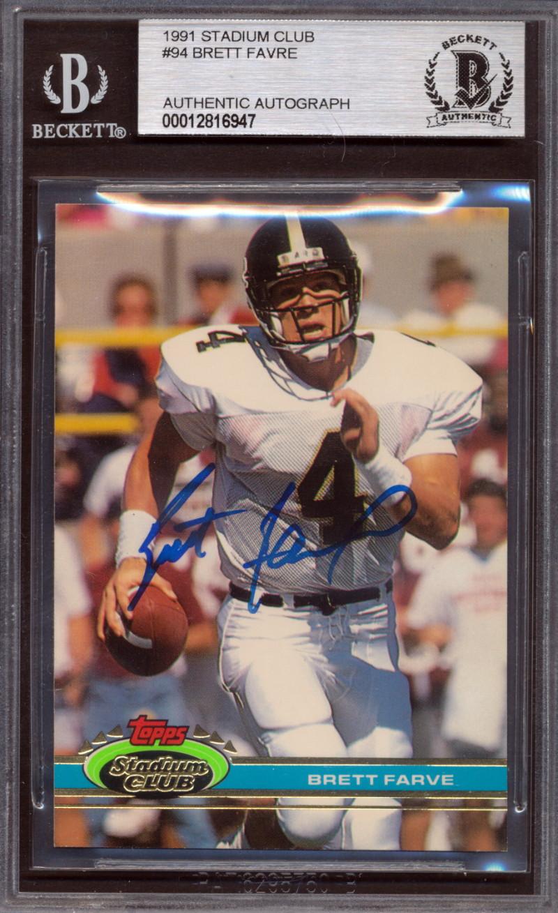 Brett Favre Signed 1991 Stadium Club #94 RC (BGS) at PristineAuction.com Brett Favre Signed 1991 Stadium Club #94 RC (BGS) at PristineAuction.com