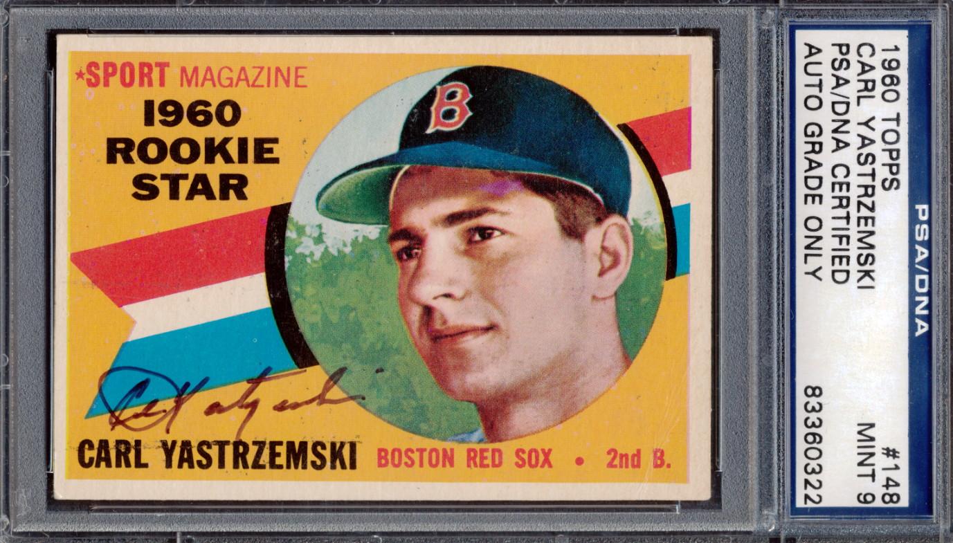 Carl Yastrzemski Signed 1960 Topps #148 RC (PSA | Autograph Graded 9) at PristineAuction.com Carl Yastrzemski Signed 1960 Topps #148 RC (PSA | Autograph Graded 9) at PristineAuction.com