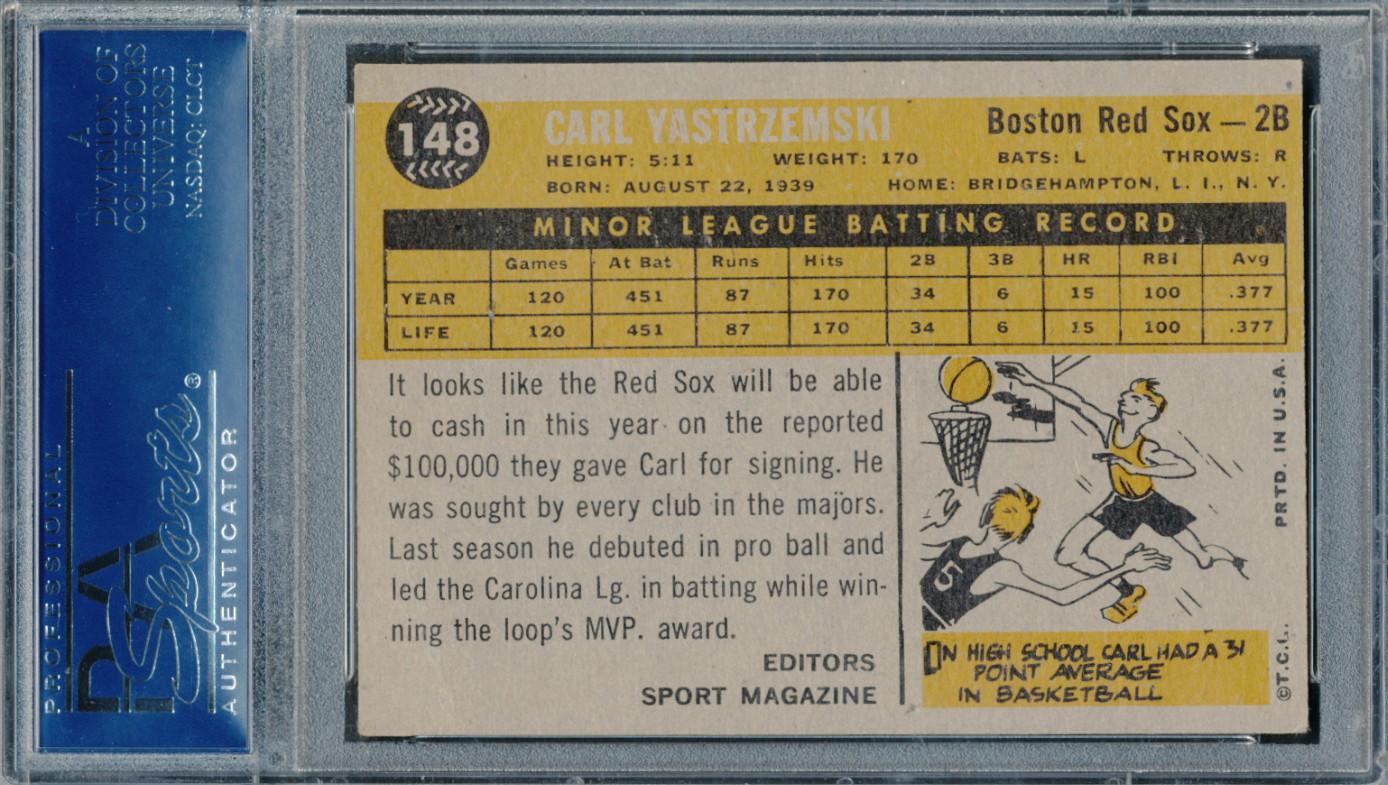 Carl Yastrzemski Signed 1960 Topps #148 RC (PSA | Autograph Graded 9) at PristineAuction.com Carl Yastrzemski Signed 1960 Topps #148 RC (PSA | Autograph Graded 9) at PristineAuction.com