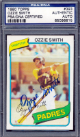 Ozzie Smith Signed 1980 Topps #393 (PSA) at PristineAuction.com
