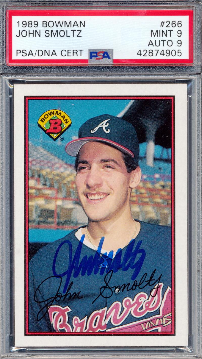 John Smoltz Signed 1989 Bowman #266 RC (PSA 9 | Autograph Graded 9) at PristineAuction.com John Smoltz Signed 1989 Bowman #266 RC (PSA 9 | Autograph Graded 9) at PristineAuction.com