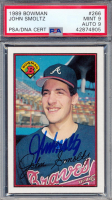 John Smoltz Signed 1989 Bowman #266 RC (PSA 9 | Autograph Graded 9) at PristineAuction.com