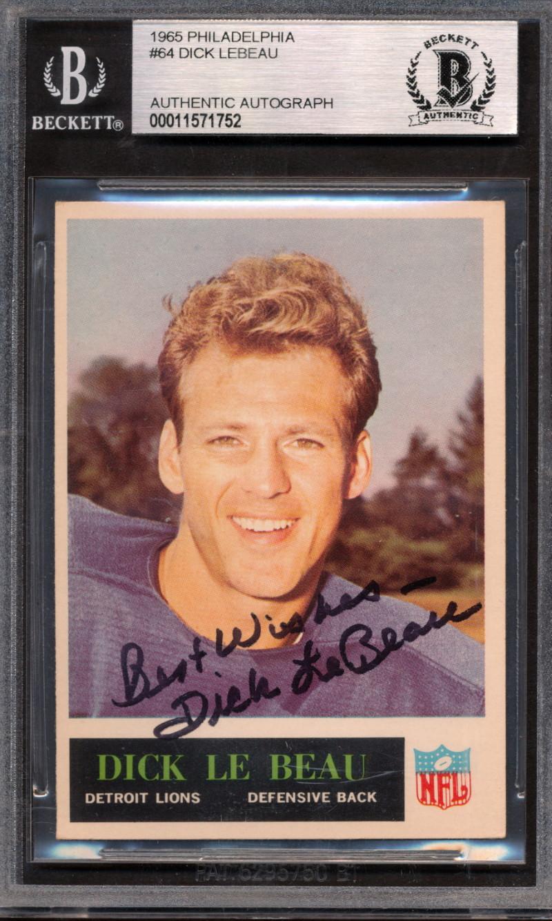 Dick LeBeau Signed 1965 Philadelphia #64 RC Inscribed "Best Wishes" (BGS) at PristineAuction.com Dick LeBeau Signed 1965 Philadelphia #64 RC Inscribed "Best Wishes" (BGS) at PristineAuction.com