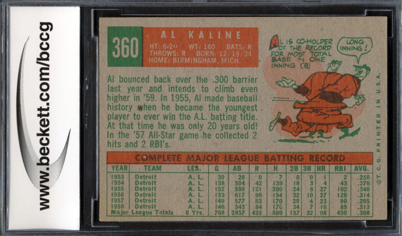 Al Kaline 1959 Topps #360 (BCCG 8) at PristineAuction.com Al Kaline 1959 Topps #360 (BCCG 8) at PristineAuction.com