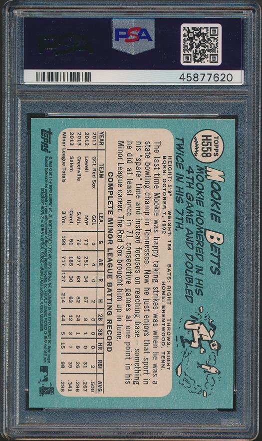 Mookie Betts 2014 Topps Heritage #H558 RC (PSA 10) at PristineAuction.com Mookie Betts 2014 Topps Heritage #H558 RC (PSA 10) at PristineAuction.com