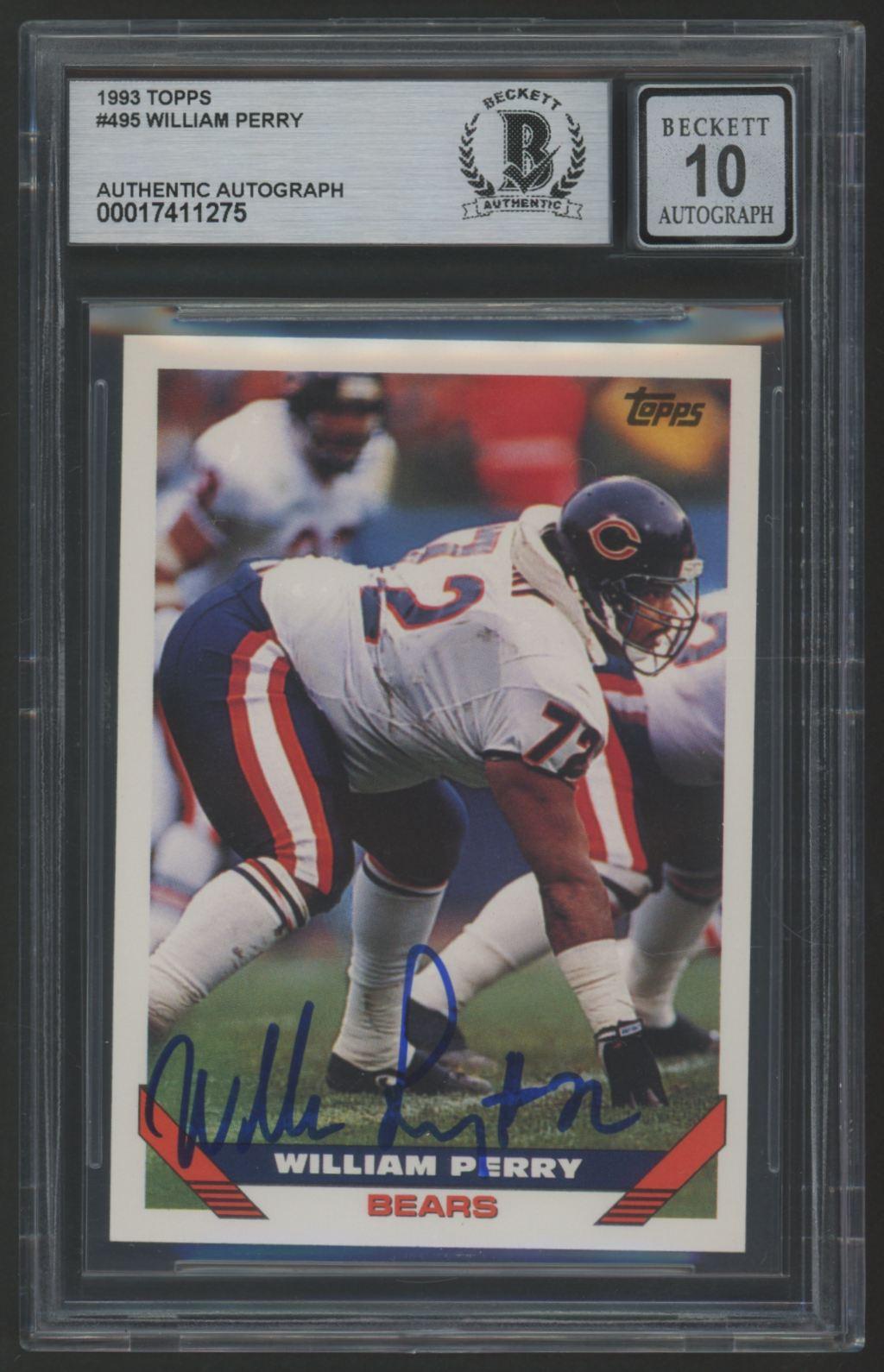 William Perry Signed 1993 Topps #495 (BGS | Auto 10) at PristineAuction.com William Perry Signed 1993 Topps #495 (BGS | Auto 10) at PristineAuction.com