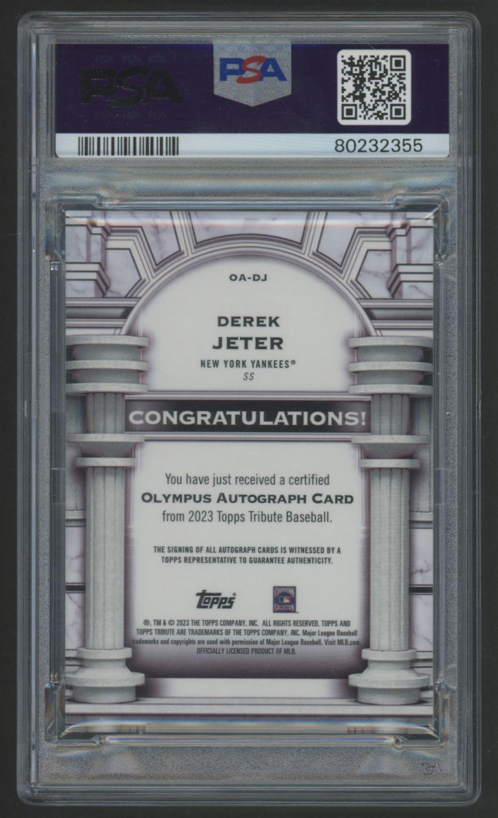 Derek Jeter 2023 Topps Tribute Olympus Autograph #OADJ #76/199 (PSA 9) at PristineAuction.com Derek Jeter 2023 Topps Tribute Olympus Autograph #OADJ #76/199 (PSA 9) at PristineAuction.com
