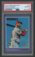 Bryce Harper 2019 Topps Heritage Chrome Purple Refractors #THC415 (PSA 10) at PristineAuction.com