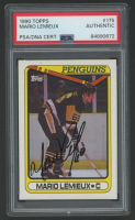 Mario Lemieux Signed 1990-91 Topps #175 (PSA) at PristineAuction.com