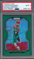 Giannis Antetokounmpo Signed 2020-21 Panini Prizm Prizms Green #111 (PSA | Autograph Graded 9) at PristineAuction.com