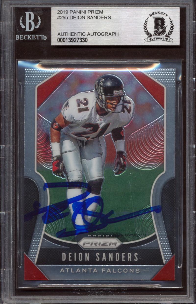 Deion Sanders Signed 2019 Panini Prizm #295 (BGS) at PristineAuction.com Deion Sanders Signed 2019 Panini Prizm #295 (BGS) at PristineAuction.com