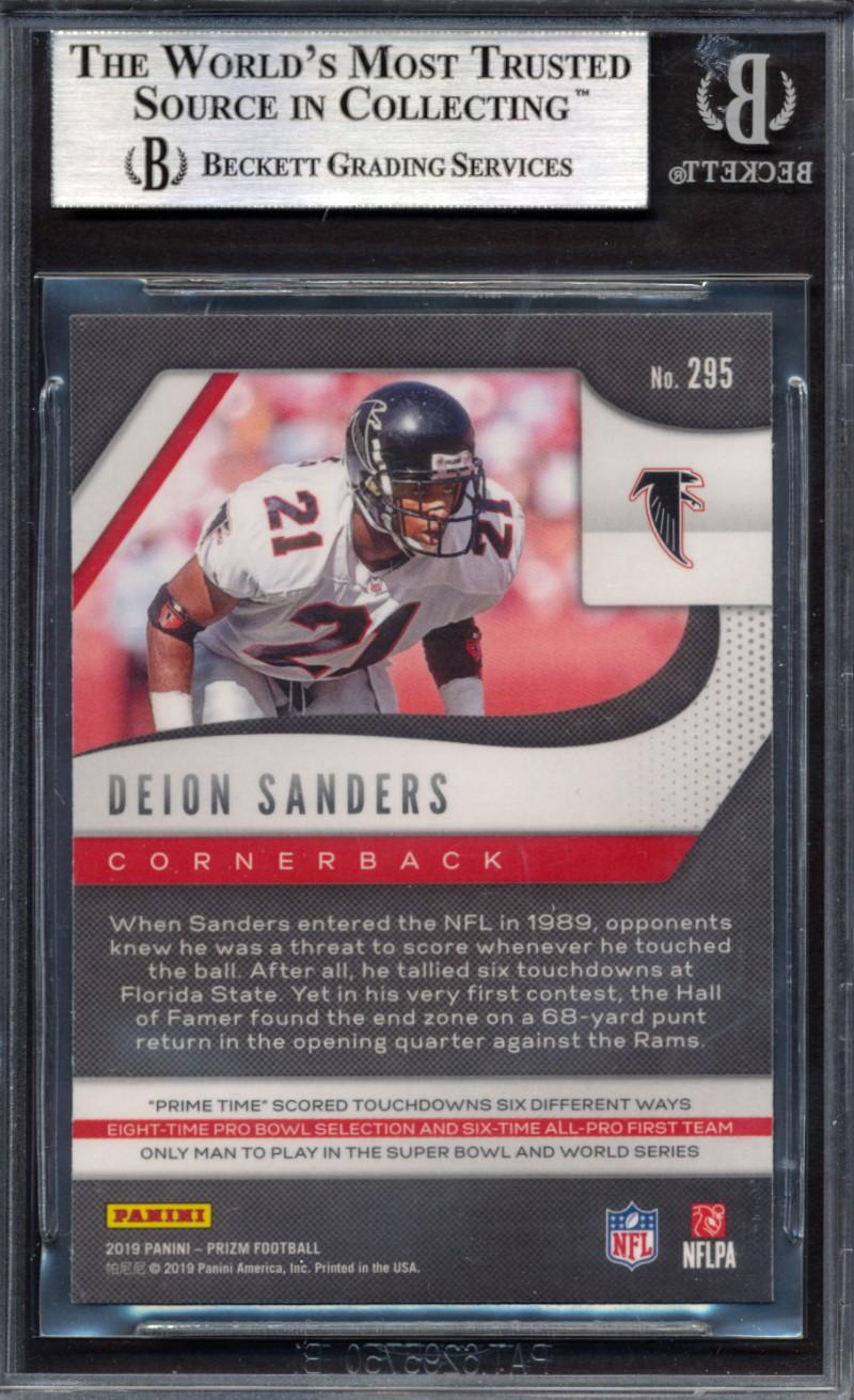 Deion Sanders Signed 2019 Panini Prizm #295 (BGS) at PristineAuction.com Deion Sanders Signed 2019 Panini Prizm #295 (BGS) at PristineAuction.com