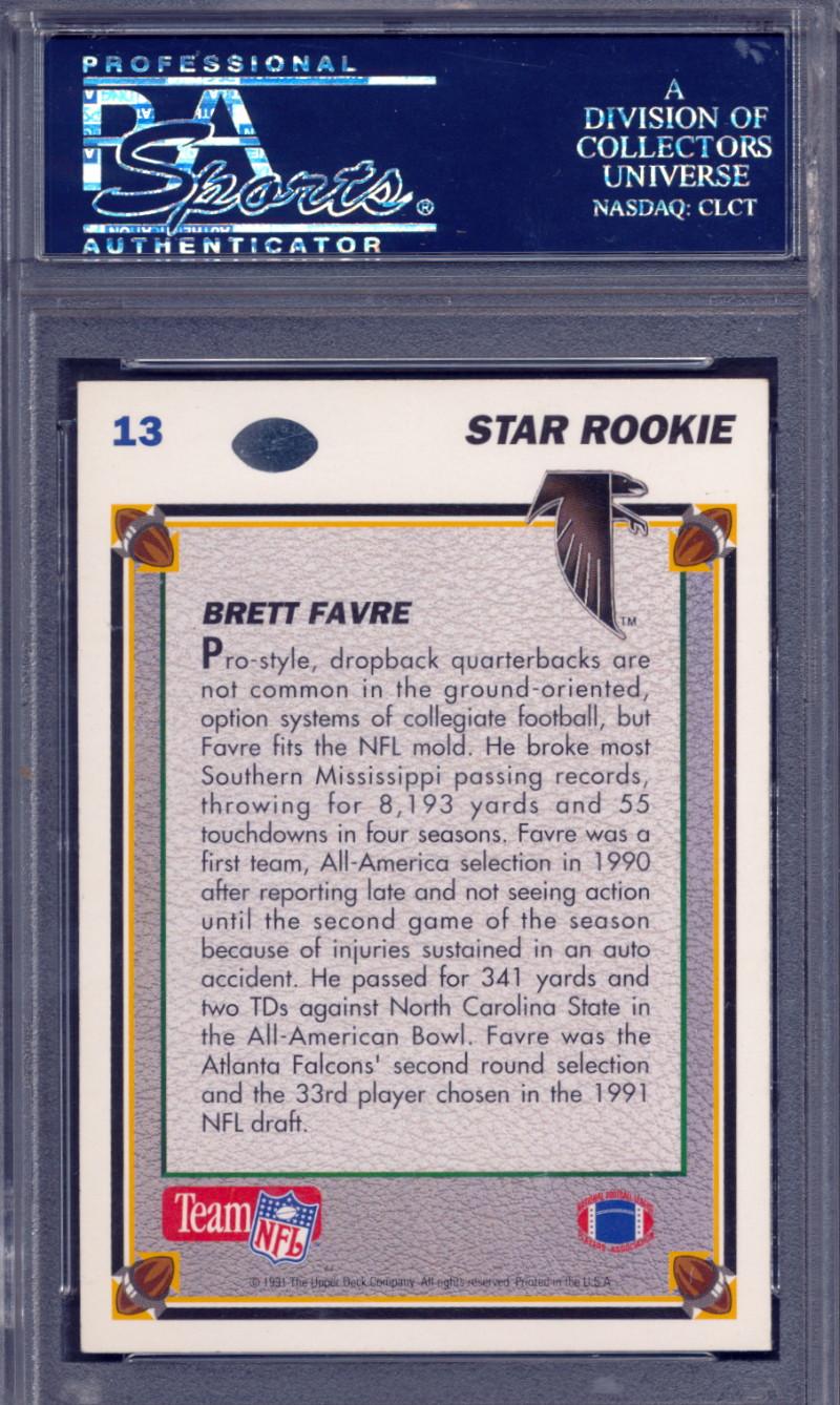 Brett Favre Signed 1991 Upper Deck #13 RC (PSA 7) at PristineAuction.com Brett Favre Signed 1991 Upper Deck #13 RC (PSA 7) at PristineAuction.com