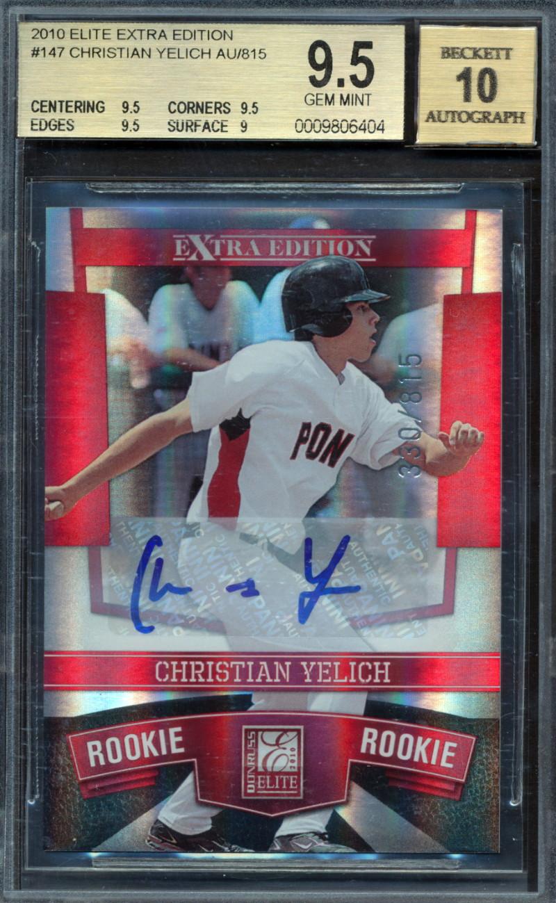 Christian Yelich 2010 Donruss Elite Extra Edition AU #147 #330/815 (BGS 9.5 | Autograph Graded 10) at PristineAuction.com Christian Yelich 2010 Donruss Elite Extra Edition AU #147 #330/815 (BGS 9.5 | Autograph Graded 10) at PristineAuction.com