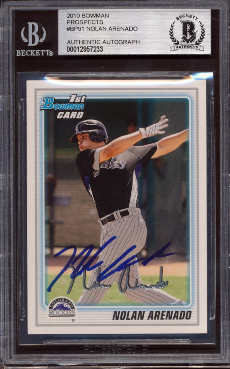 Nolan Arenado Signed 2010 Bowman Prospects #BP91 (BGS) at PristineAuction.com Nolan Arenado Signed 2010 Bowman Prospects #BP91 (BGS) at PristineAuction.com
