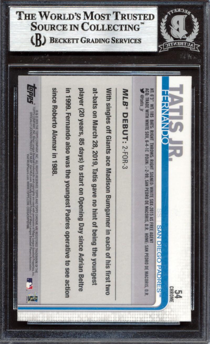 Fernando Tatis Jr. Signed 2019 Topps Chrome Update #54 RD RC (BGS) at PristineAuction.com Fernando Tatis Jr. Signed 2019 Topps Chrome Update #54 RD RC (BGS) at PristineAuction.com