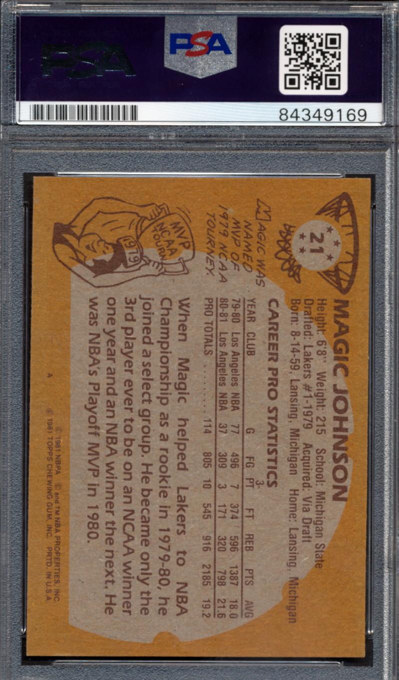Magic Johnson Signed 1981-82 Topps #21 (PSA | Autograph Graded 9) at PristineAuction.com Magic Johnson Signed 1981-82 Topps #21 (PSA | Autograph Graded 9) at PristineAuction.com