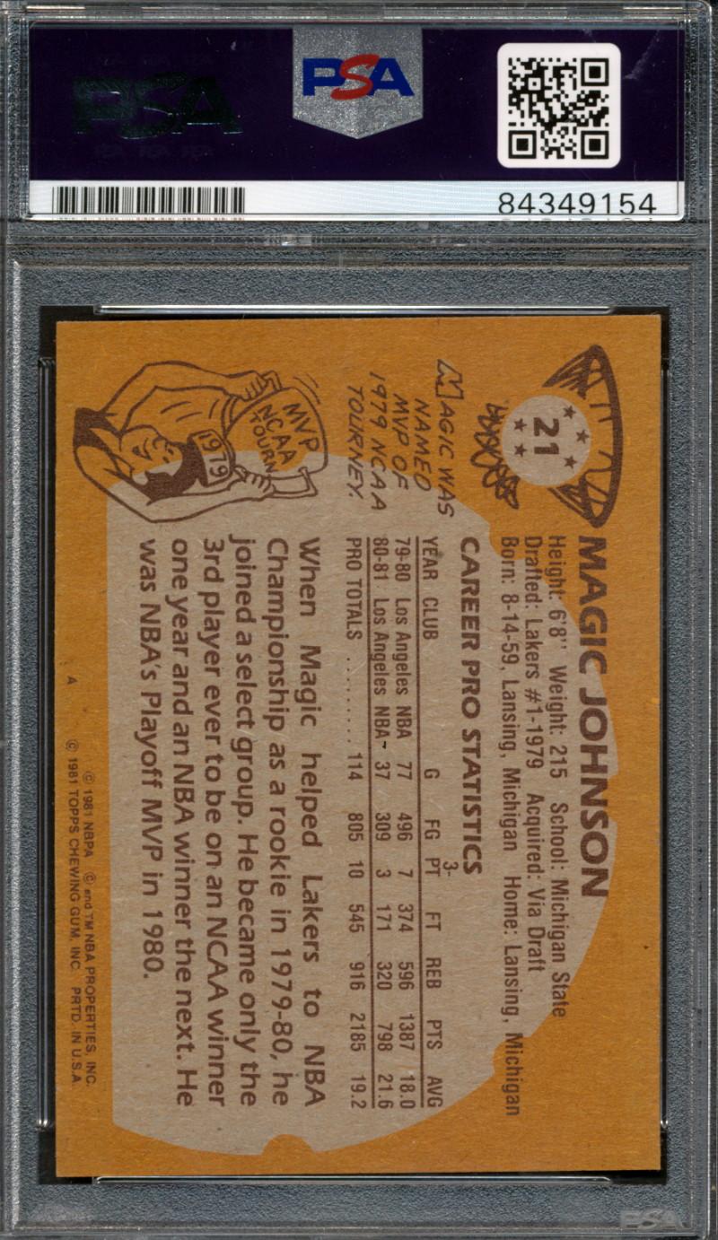Magic Johnson Signed 1981-82 Topps #21 (PSA | Autograph Graded 10) at PristineAuction.com Magic Johnson Signed 1981-82 Topps #21 (PSA | Autograph Graded 10) at PristineAuction.com