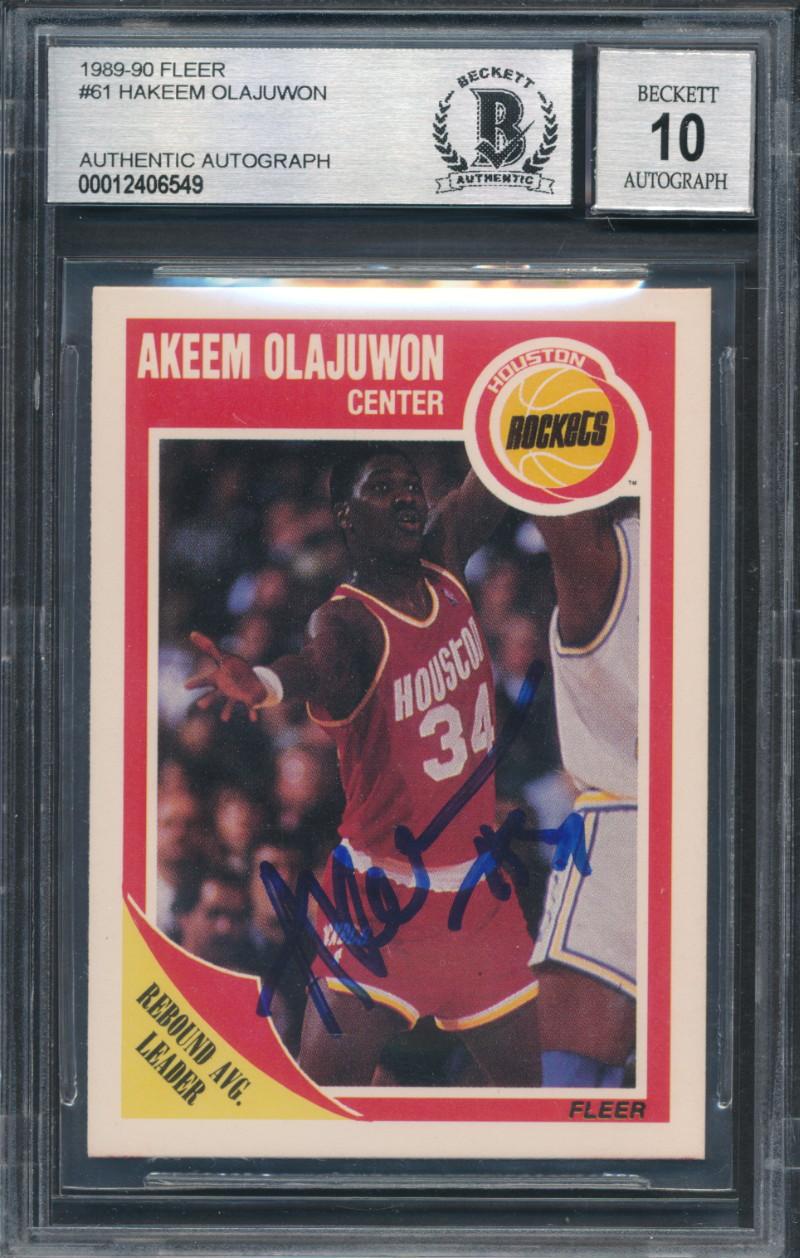 Hakeem Olajuwon Signed 1989-90 Fleer #61 (BGS | Autograph Graded 10) at PristineAuction.com Hakeem Olajuwon Signed 1989-90 Fleer #61 (BGS | Autograph Graded 10) at PristineAuction.com