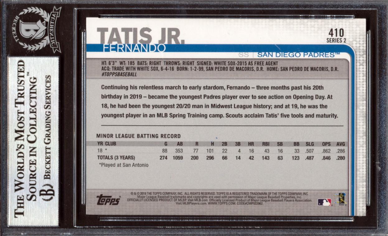 Fernando Tatis Jr. Signed 2019 Topps #410 RC (BGS) at PristineAuction.com Fernando Tatis Jr. Signed 2019 Topps #410 RC (BGS) at PristineAuction.com