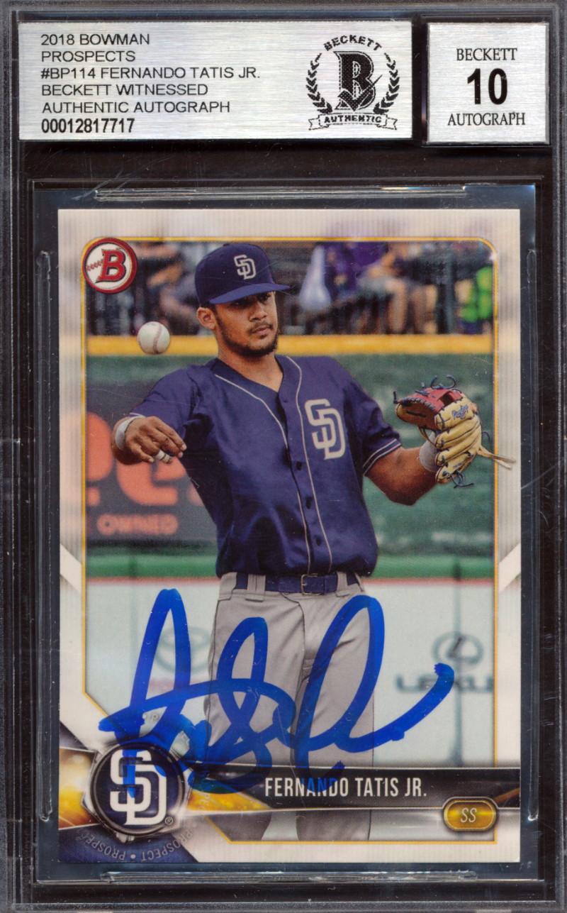 Fernando Tatis Jr. Signed 2018 Bowman Prospects #BP114 (BGS | Autograph Graded 10) at PristineAuction.com Fernando Tatis Jr. Signed 2018 Bowman Prospects #BP114 (BGS | Autograph Graded 10) at PristineAuction.com