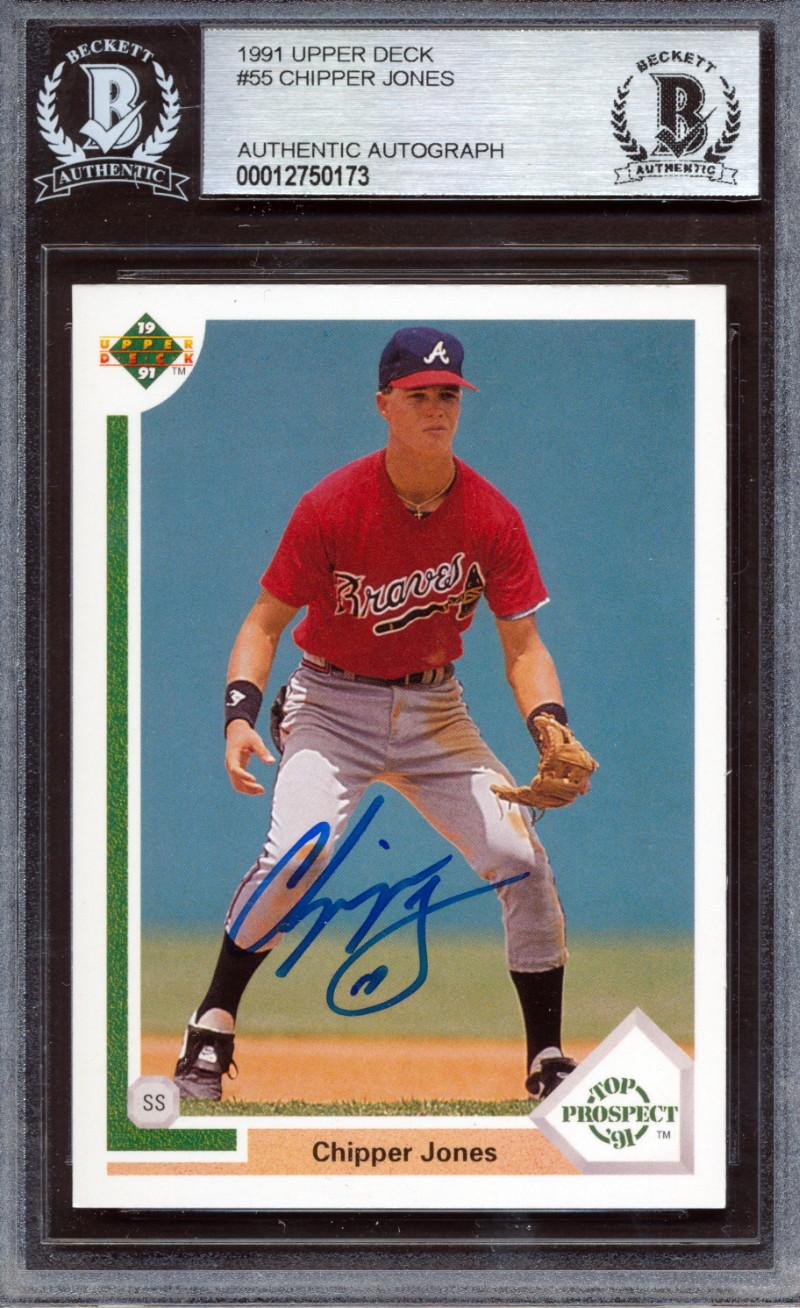 Chipper Jones Signed 1991 Upper Deck #55 RC (BGS) at PristineAuction.com Chipper Jones Signed 1991 Upper Deck #55 RC (BGS) at PristineAuction.com