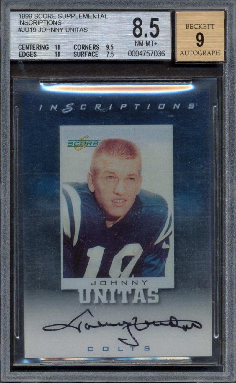 Johnny Unitas 1999 Score Supplemental Inscriptions #JU19 (BGS 8.5 | Autograph Graded 9) at PristineAuction.com Johnny Unitas 1999 Score Supplemental Inscriptions #JU19 (BGS 8.5 | Autograph Graded 9) at PristineAuction.com