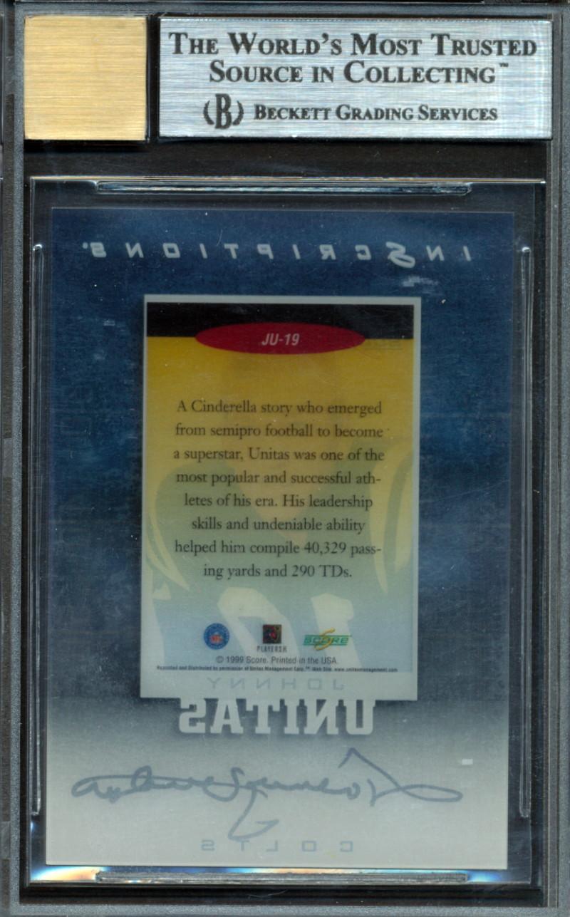 Johnny Unitas 1999 Score Supplemental Inscriptions #JU19 (BGS 8.5 | Autograph Graded 9) at PristineAuction.com Johnny Unitas 1999 Score Supplemental Inscriptions #JU19 (BGS 8.5 | Autograph Graded 9) at PristineAuction.com
